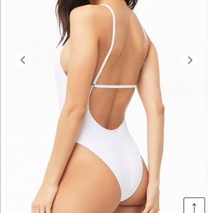 Ribbed White One Piece Swimsuit